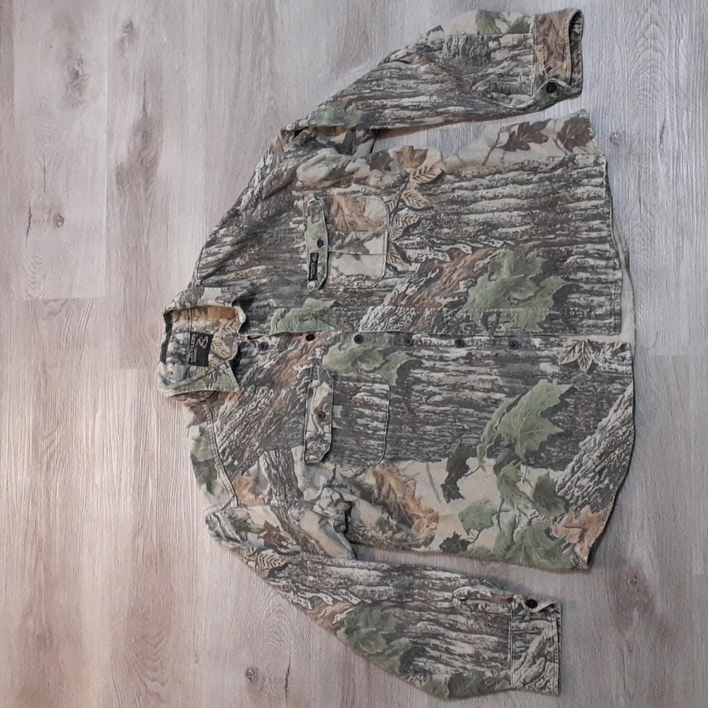 Rattlers Brand Realtree Camo Vintage 90s Flannel Chamois Hunting Shirt deer